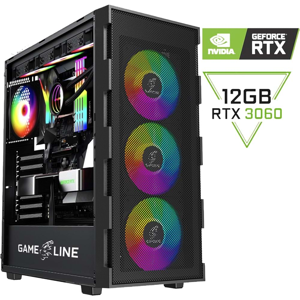 Gameline PRO-X2 i7 12700F 16GB DDR4 1TB M.2 Nvme RTX3060 12GB Oyuncu Masaüstü Bilgisayar