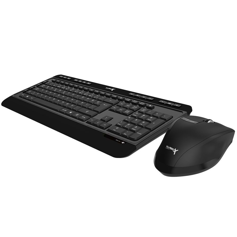 Turbox Maindesk USB Kablosuz Piano Black Multimedya Standart Q Klavye ve Mouse Set