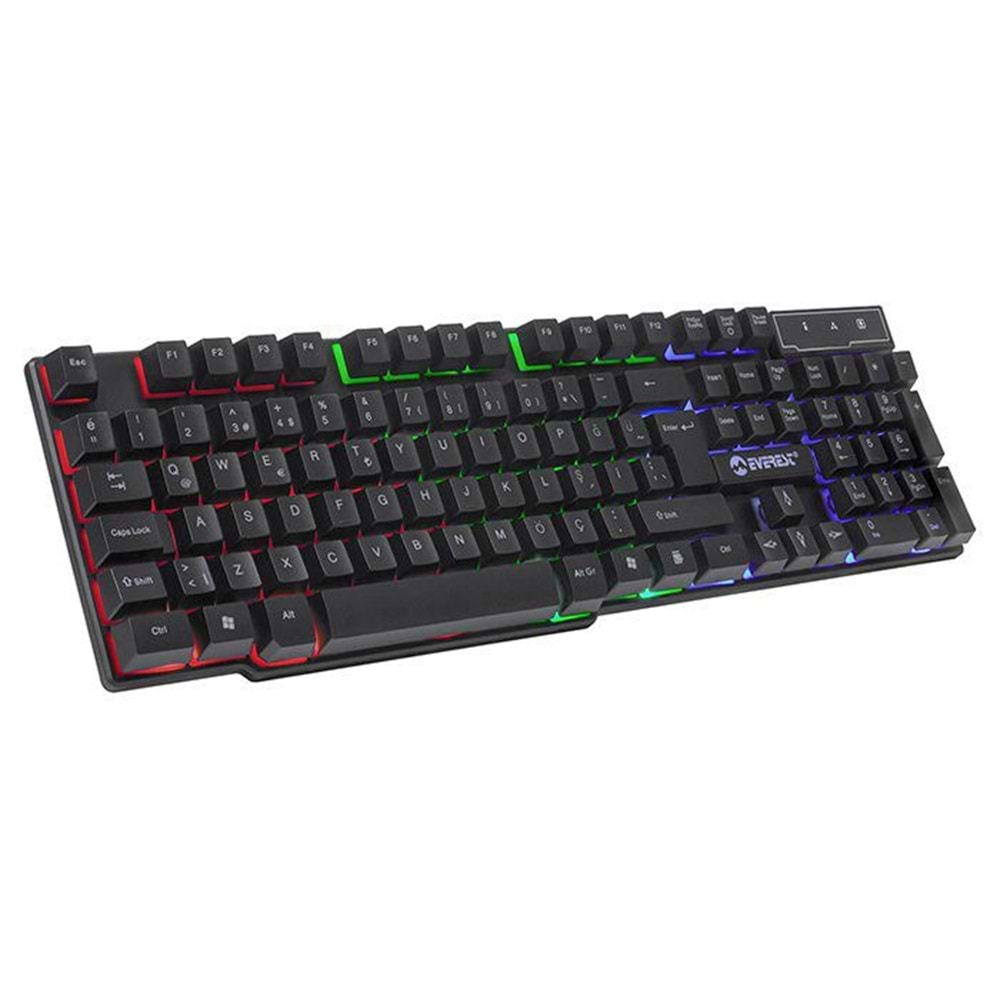 Everest KM-G77 X-Vayne USB Kablolu Siyah Gaming Standart Q Rainbow Aydınlatmalı Klavye ve Mouse Set