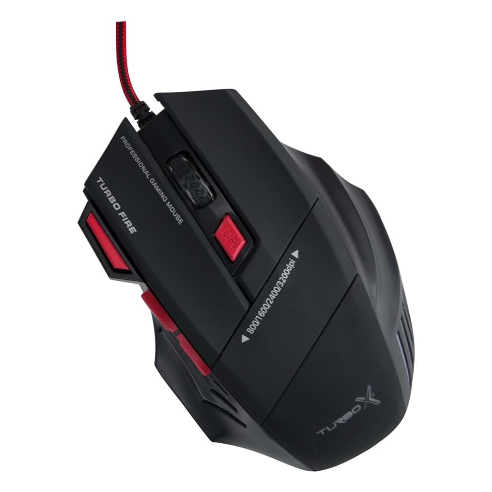 Turbox TR-X7 3200DPI Usb Kablo 7D Red Gaming Mouse + Mouse Pad Hediyeli