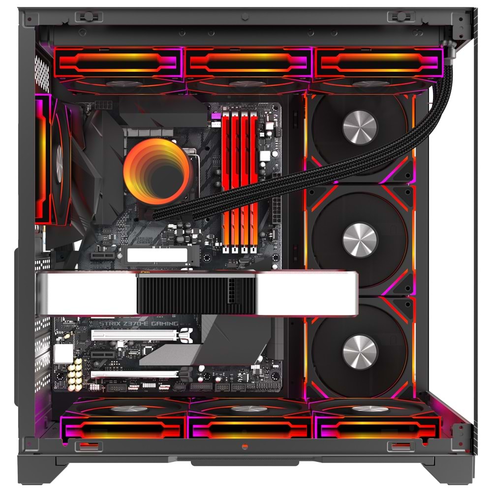 Gameline Grand Premium 7x ARGB Fan Kumandalı USB 3.0 ATX Gaming Bilgisayar Kasası Siyah