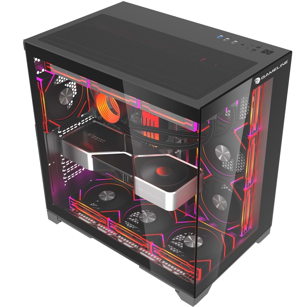 Gameline Grand Premium 7x ARGB Fan Kumandalı USB 3.0 ATX Gaming Bilgisayar Kasası Siyah