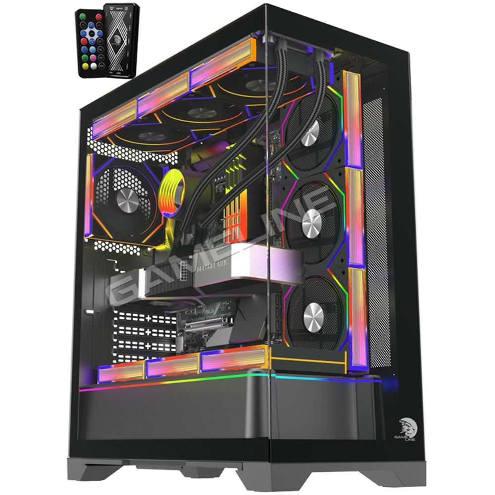 Gameline ARTIST 7x ARGB Kumandalı Fan USB 3.0 ATX Gaming Bilgisayar Kasası Siyah