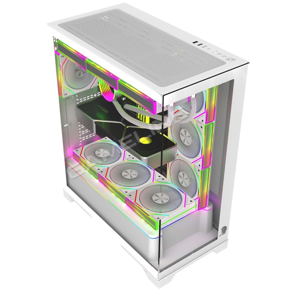 Gameline ARTIST 7x ARGB Kumandalı Fan USB 3.0 ATX Gaming Bilgisayar Kasası Beyaz