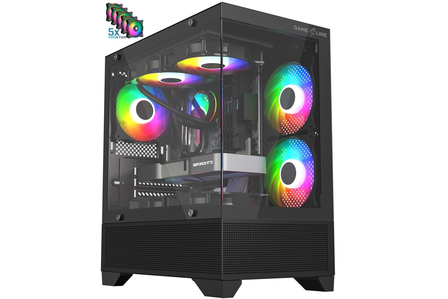 Gameline ARMOR 5x F-RGB Fan Tamperli Cam USB 3.0 550w 80+ PSU Gaming Bilgisayar Kasası