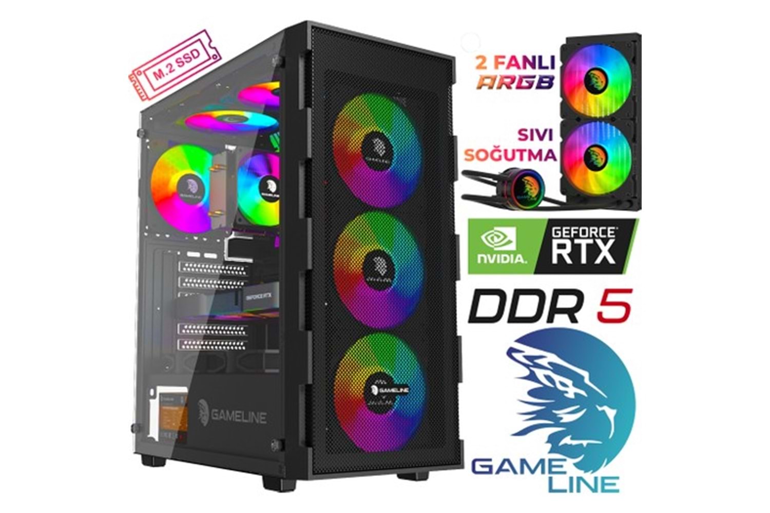 Gameline GL-10 Ryzen 5 8400F 16GB DDR5 1TB SSD RTX4060 8GB Sıvı Soğutmalı Oyuncu Bilgisayar