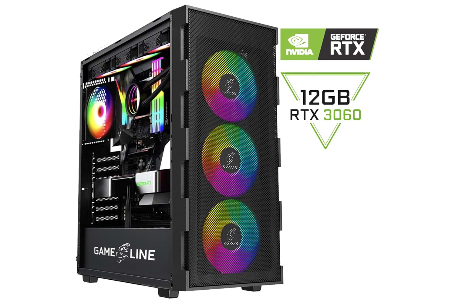 GML-022 Ryzen 5 5500 16GB DDR4 1TB SSD RTX3060 12GB Oyuncu Masaüstü Bilgisayar