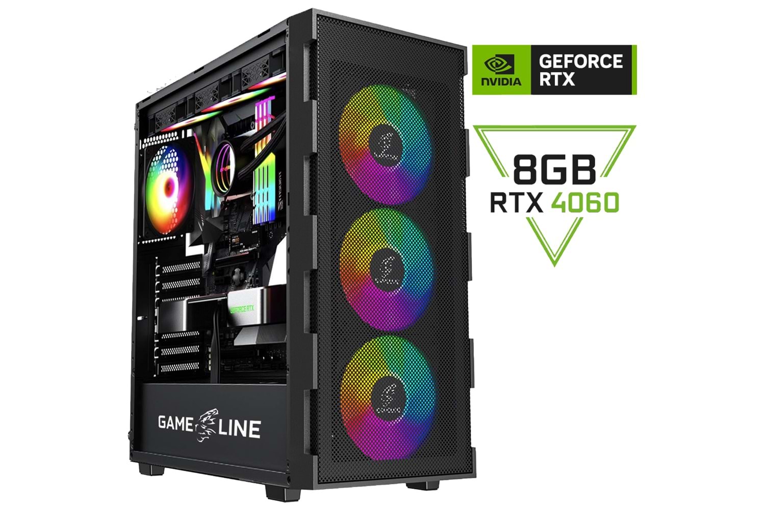 GML-025 Ryzen 5 5500 16GB DDR4 500GB SSD RTX4060 8GB Oyuncu Masaüstü Bilgisayar