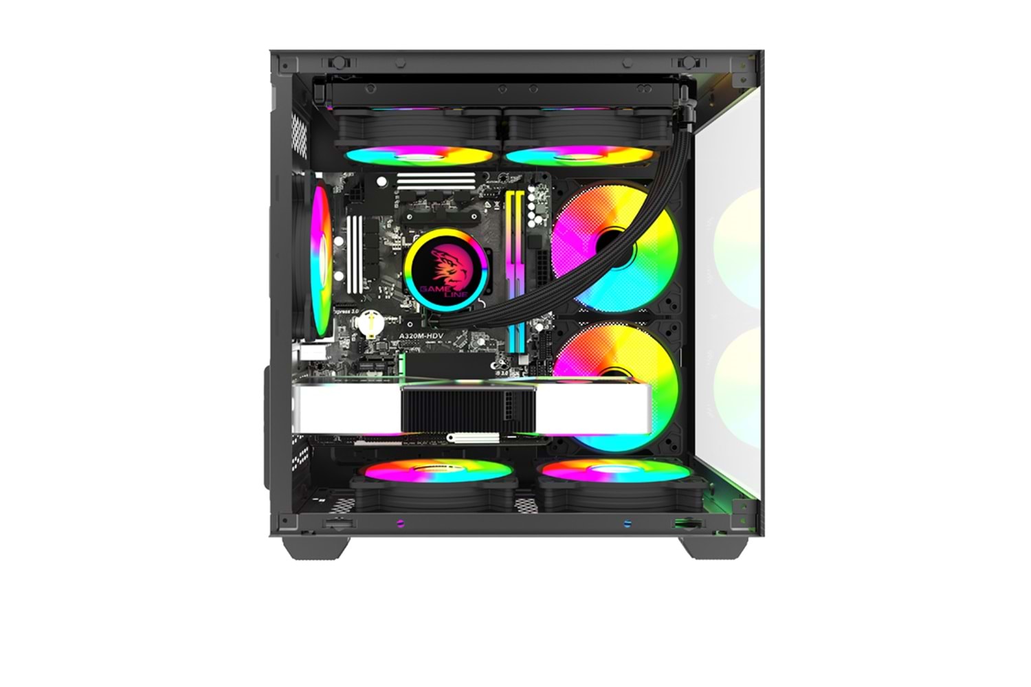 GAMELİNE HIPER V1 3x RGB Fanlı USB 3.0 Gaming Bilgisayar Kasası Siyah