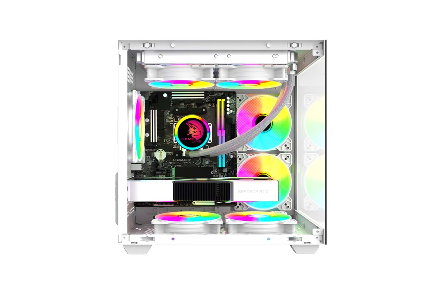 GAMELİNE HIPER V2 3x RGB Fanlı USB 3.0 Gaming Bilgisayar Kasası Beyaz