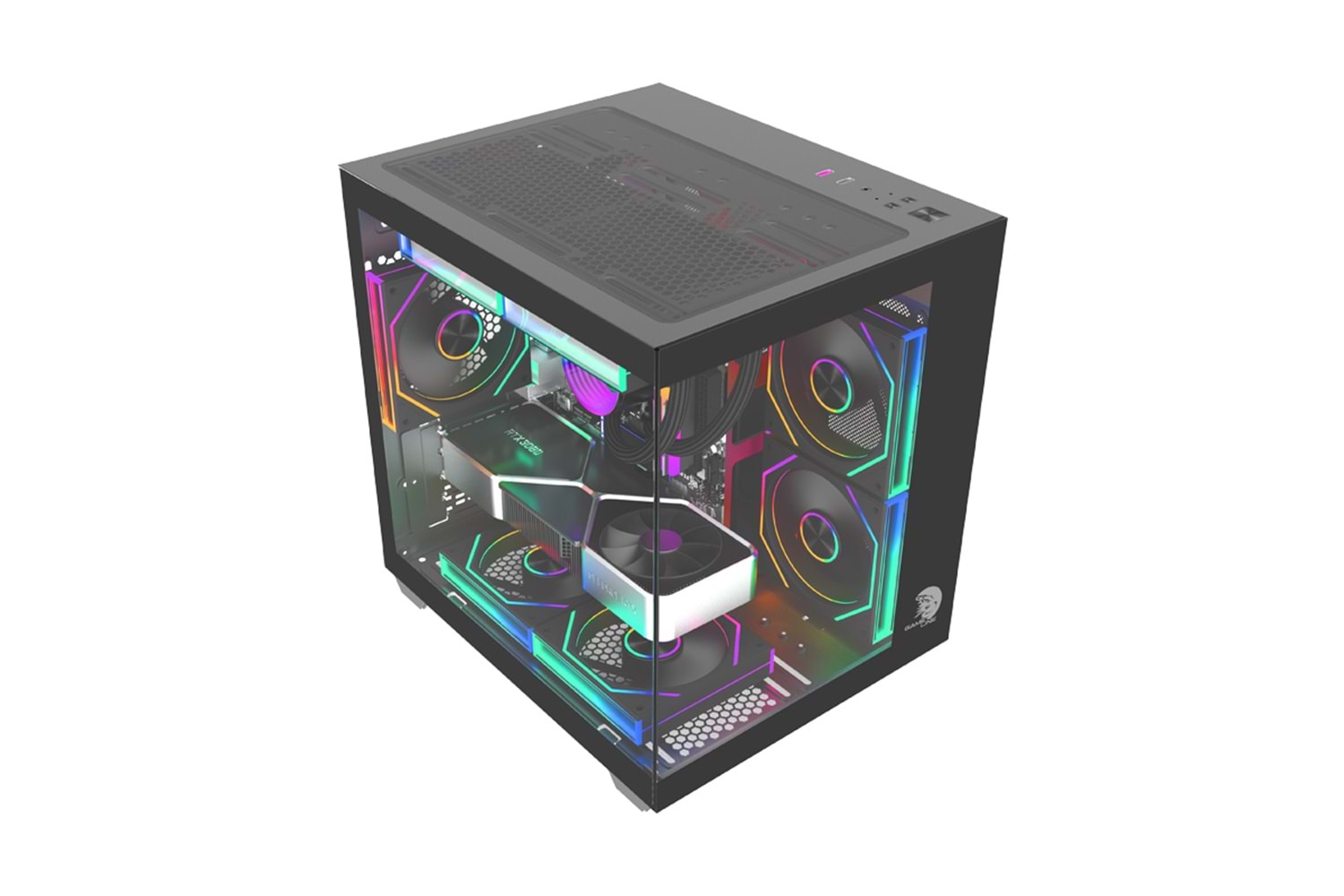 GAMELİNE HIPER V4 5x RGB Fanlı USB 3.0 Gaming Bilgisayar Kasası Siyah