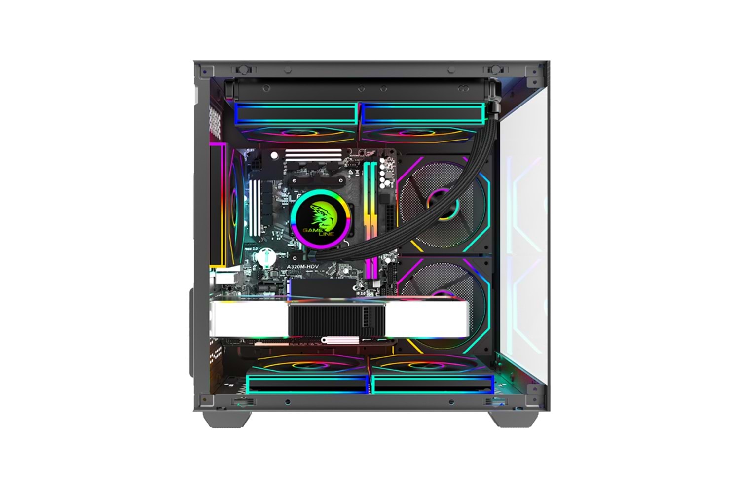 GAMELİNE HIPER V4 5x RGB Fanlı USB 3.0 Gaming Bilgisayar Kasası Siyah