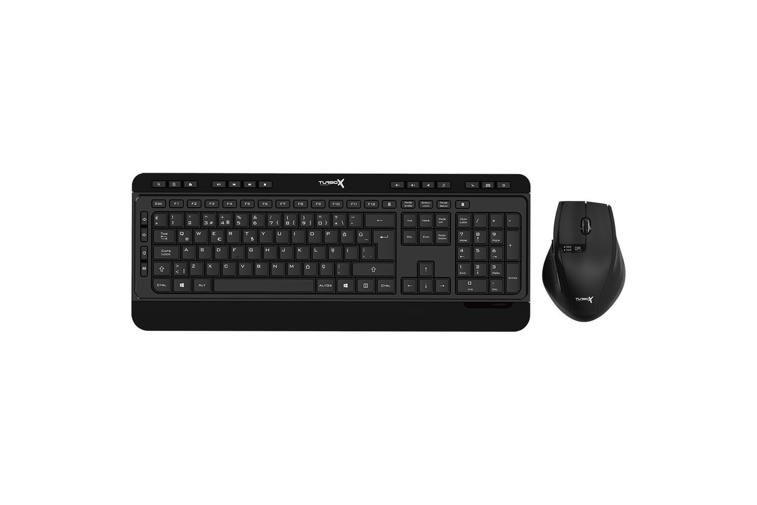 Turbox Maindesk USB Kablosuz Piano Black Multimedya Standart Q Klavye ve Mouse Set