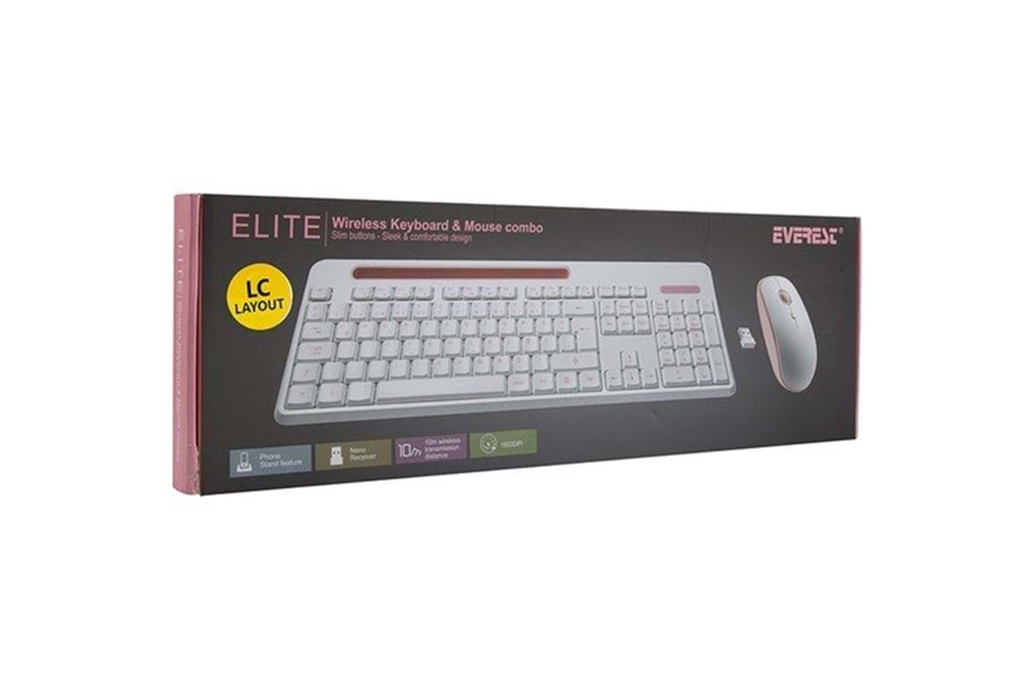 Everest Elite KM-6388 USB Kablosuz Beyaz/Pembe Multimedya Standart Q Klavye