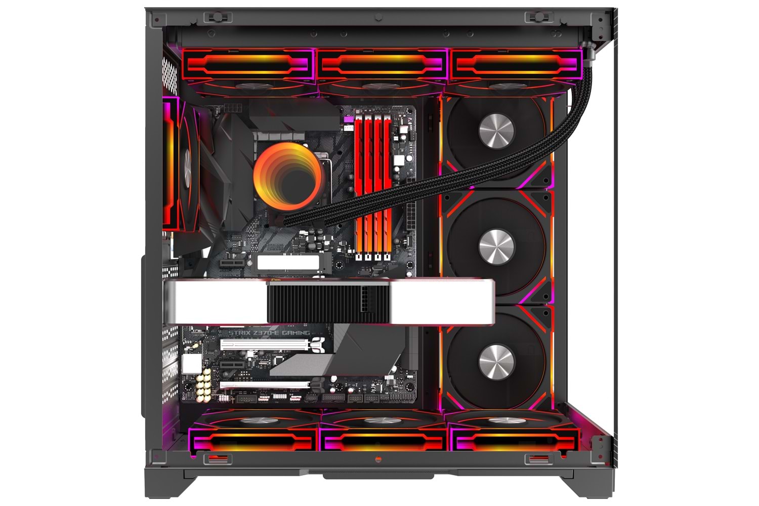 Gameline Grand Premium 7x ARGB Fan Kumandalı USB 3.0 ATX Gaming Bilgisayar Kasası Siyah