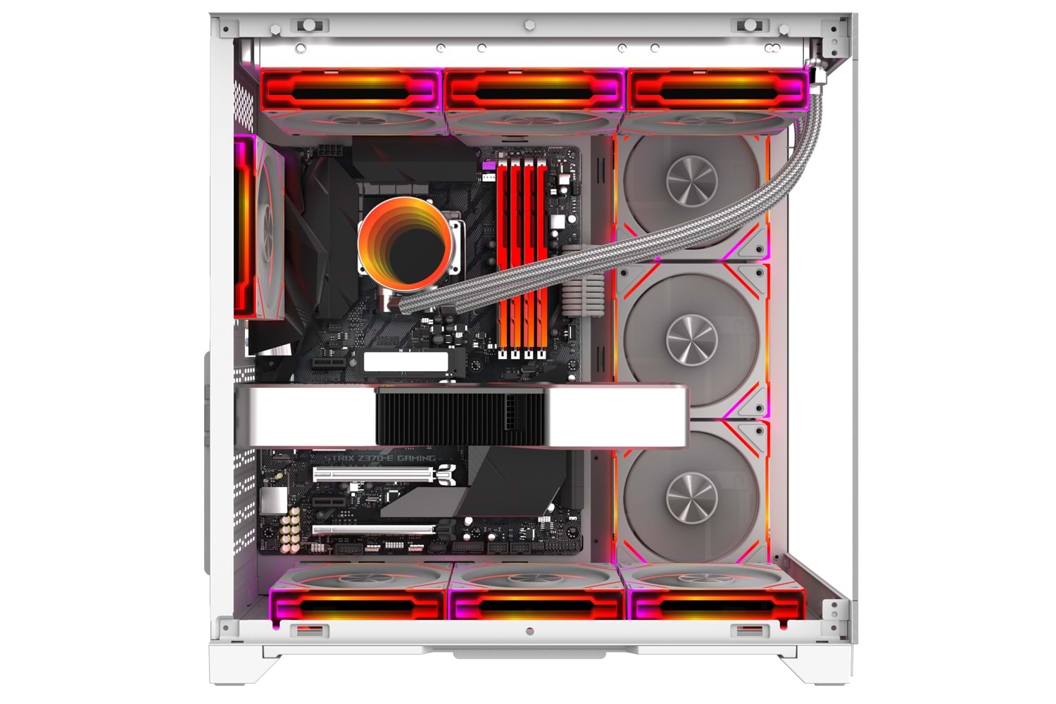 Gameline Grand Premium 7x ARGB Fan Kumandalı USB 3.0 ATX Gaming Bilgisayar Kasası Beyaz