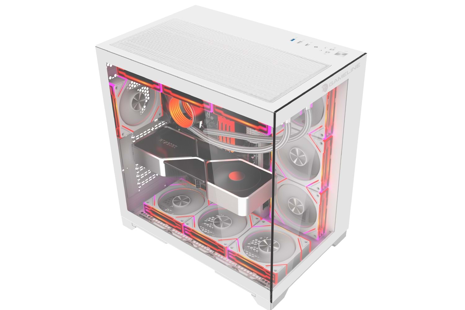 Gameline Grand Premium 7x ARGB Fan Kumandalı USB 3.0 ATX Gaming Bilgisayar Kasası Beyaz