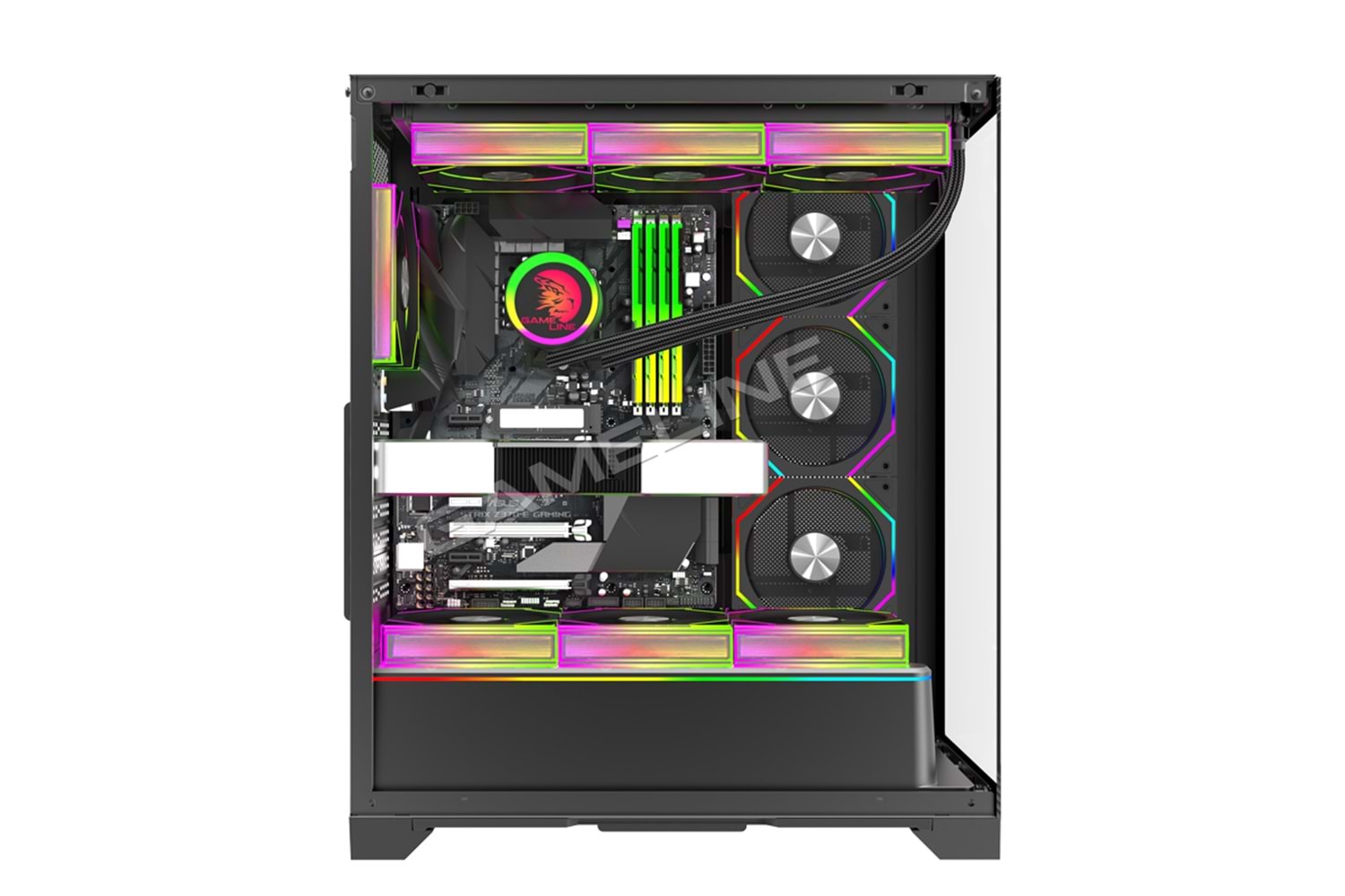 Gameline ARTIST 7x ARGB Kumandalı Fan USB 3.0 ATX Gaming Bilgisayar Kasası Siyah