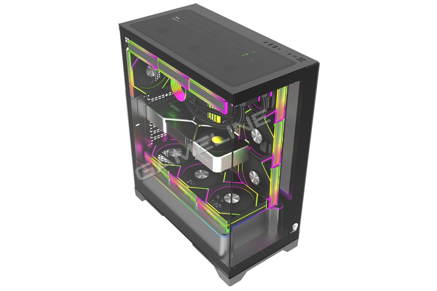 Gameline ARTIST 7x ARGB Kumandalı Fan USB 3.0 ATX Gaming Bilgisayar Kasası Siyah