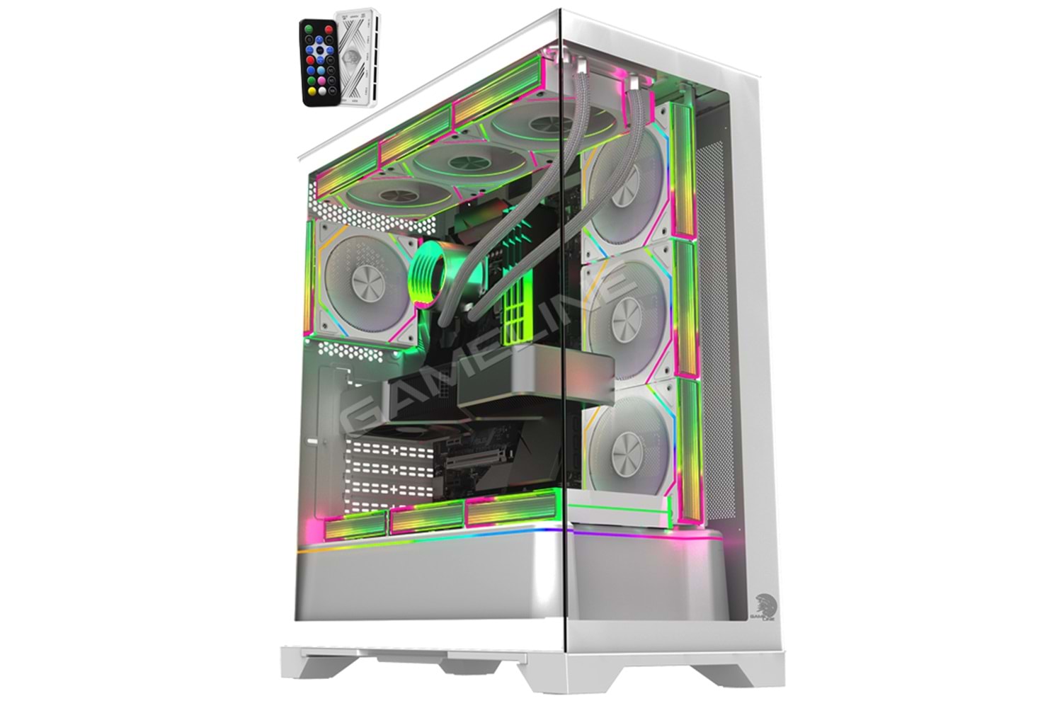 Gameline ARTIST 7x ARGB Kumandalı Fan USB 3.0 ATX Gaming Bilgisayar Kasası Beyaz