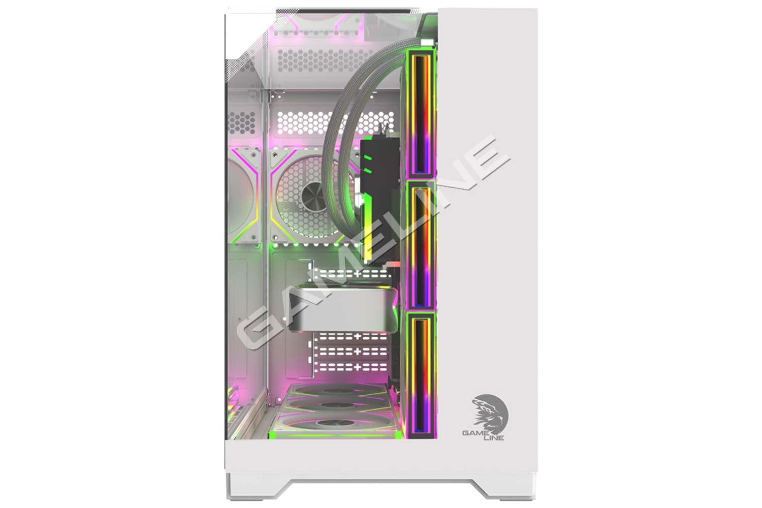 Gameline CARISMA 7x ARGB Kumandalı Fan TOPGLASS USB 3.0 Gaming Bilgisayar Kasası Beyaz