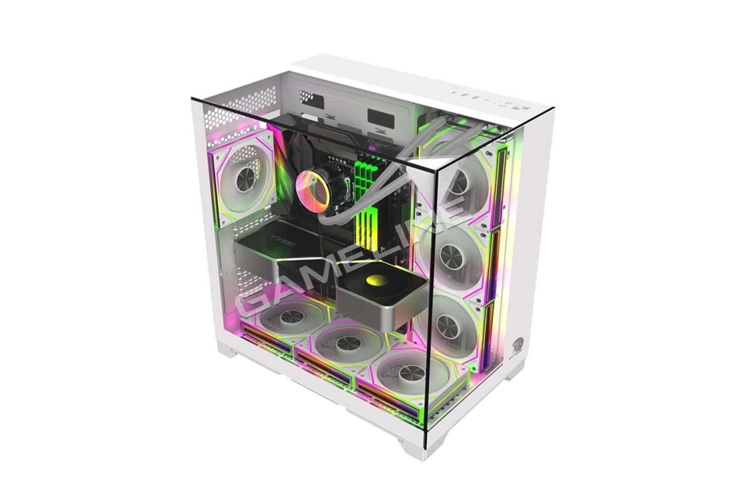 Gameline CARISMA 7x ARGB Kumandalı Fan TOPGLASS USB 3.0 Gaming Bilgisayar Kasası Beyaz