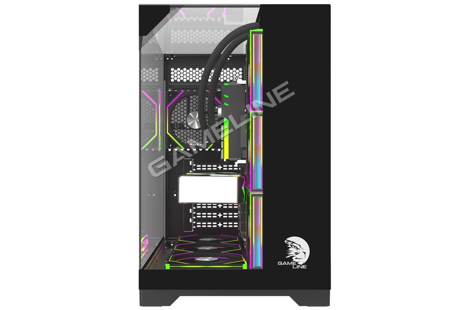 Gameline CARISMA 7x ARGB Kumandalı Fan TOPGLASS USB 3.0 Gaming Bilgisayar Kasası Siyah