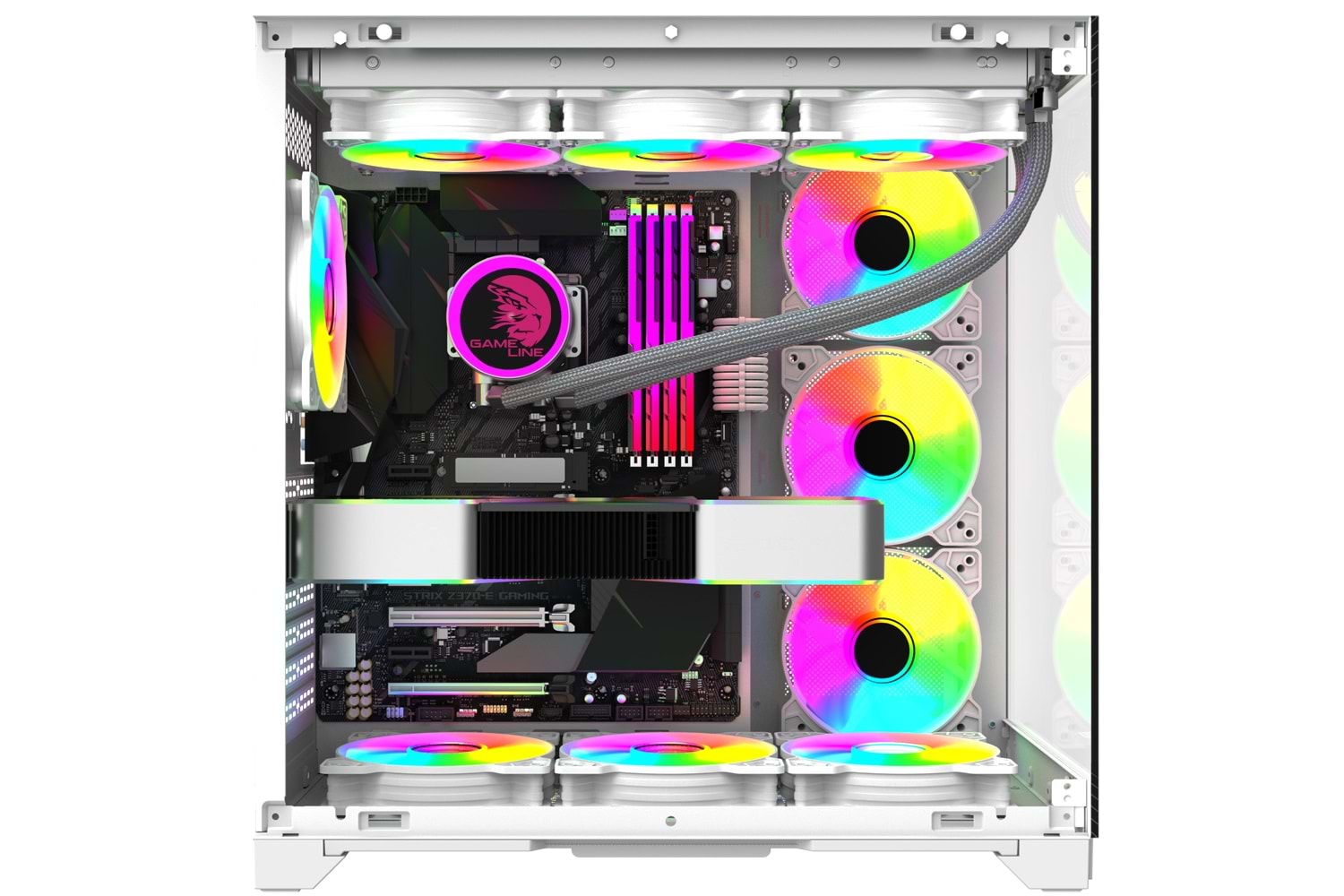 Gameline Robust Premium 7x Rgb Fanlı USB 3.0 Type-C Gaming Bilgisayar Kasası Beyaz