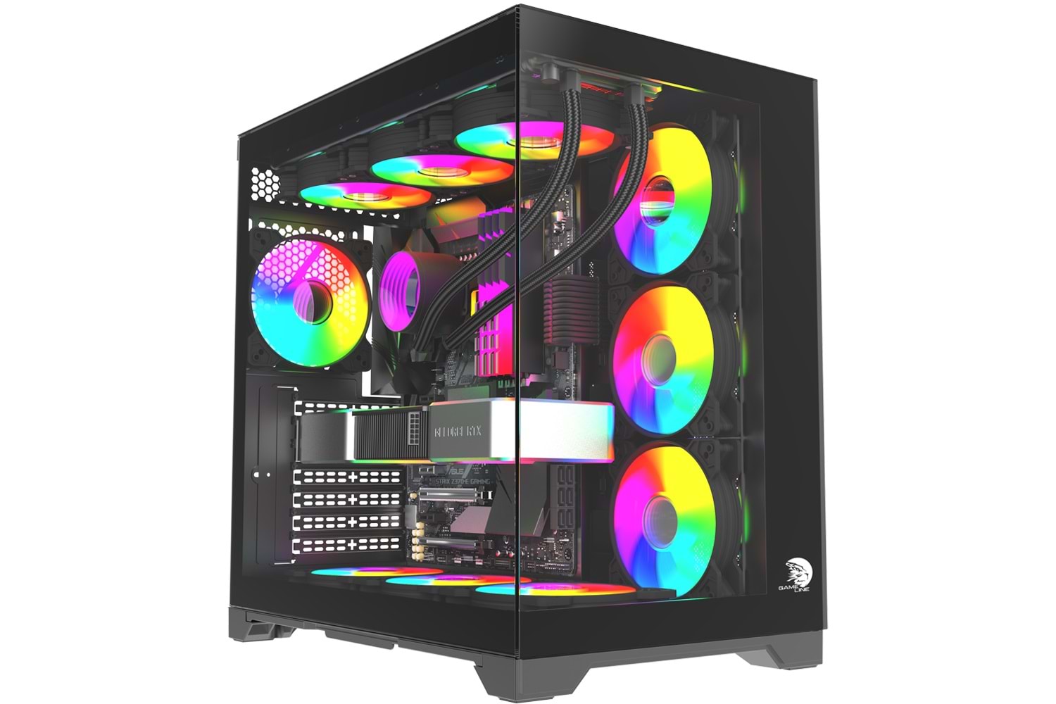 Gameline Robust Premium 7x Rgb Fanlı USB 3.0 Type-C Gaming Bilgisayar Kasası Siyah