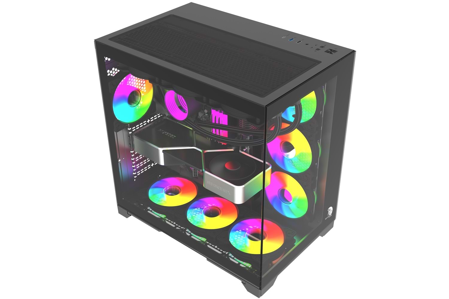 Gameline Robust Premium 7x Rgb Fanlı USB 3.0 Type-C Gaming Bilgisayar Kasası Siyah