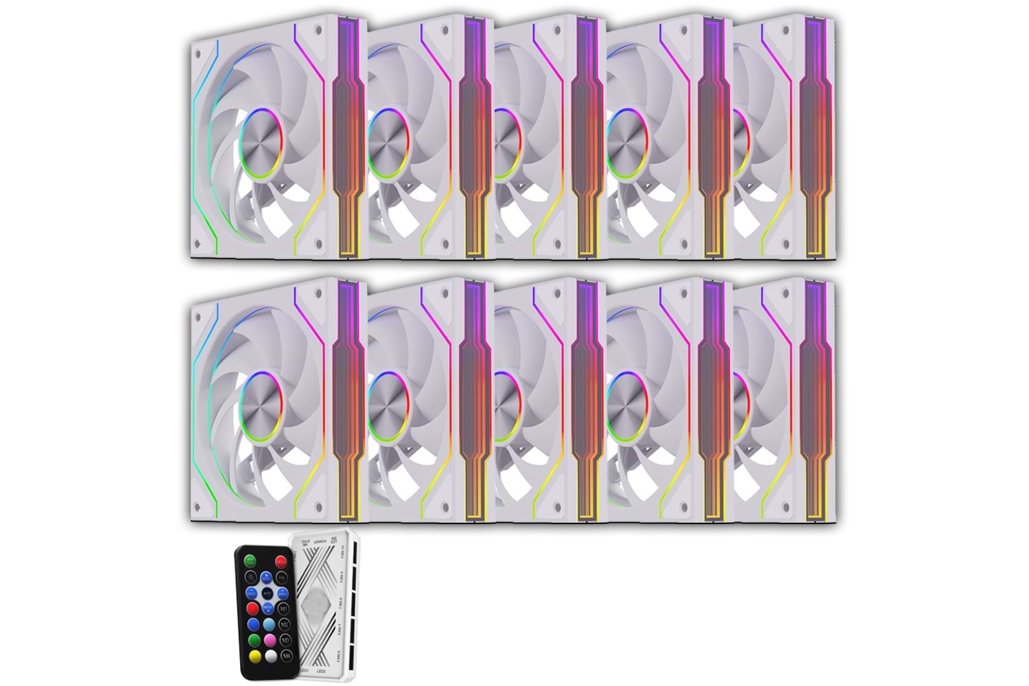 GAMELİNE FRESH x1 10'LU SET KUMANDALI ARGB 120MM Kasa Fanı 6 PİN Beyaz