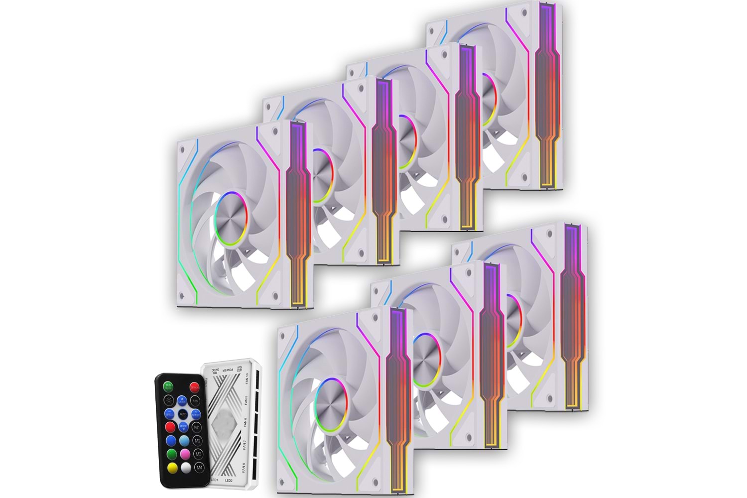GAMELİNE FRESH x1 7'li SET KUMANDALI ARGB 120mm Kasa Fanı 6 PİN Beyaz