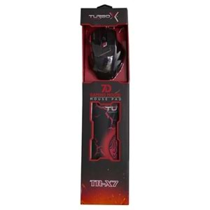 Turbox TR-X7 3200DPI Usb Kablo 7D Red Gaming Mouse + Mouse Pad Hediyeli