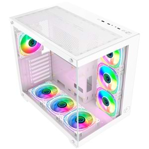 Gametech Prime V2 Beyaz Tuş Kontrollü RGB 7x120mm Fan Gaming Bilgisayar Kasası