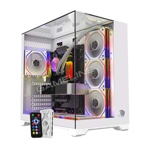 Gameline CARISMA 7x ARGB Kumandalı Fan TOPGLASS USB 3.0 Gaming Bilgisayar Kasası Beyaz