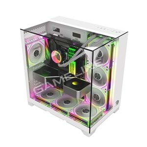 Gameline CARISMA 7x ARGB Kumandalı Fan TOPGLASS USB 3.0 Gaming Bilgisayar Kasası Beyaz