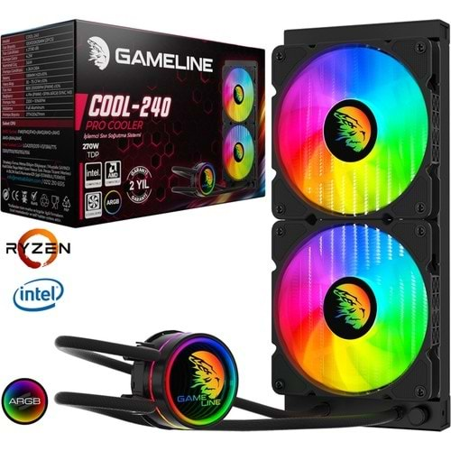 COOL-240 - Gameline COOL-240 ARGB Fanlı 240mm Sıvı Soğutma Sistemi Intel & AMD Uyumlu