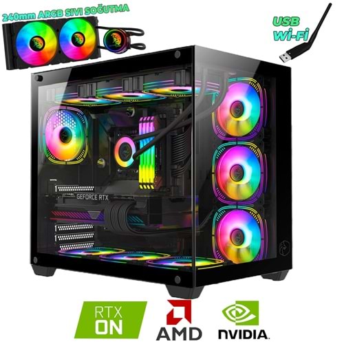 Cool-V27 Ryzen 7 5700x 32GB DDR4 500GB SSD RTX4060 8GB Sıvı Soğutmalı Oyuncu Masaüstü Bilgisayarı