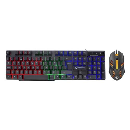 Everest KM-G77 X-Vayne USB Kablolu Siyah Gaming Standart Q Rainbow Aydınlatmalı Klavye ve Mouse Set