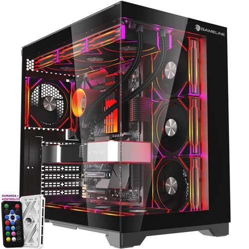 Gameline Grand Premium 7x ARGB Fan Kumandalı USB 3.0 ATX Gaming Bilgisayar Kasası Siyah