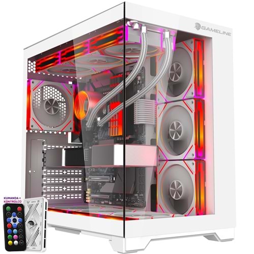 Gameline Grand Premium 7x ARGB Fan Kumandalı USB 3.0 ATX Gaming Bilgisayar Kasası Beyaz