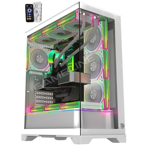 Gameline ARTIST 7x ARGB Kumandalı Fan USB 3.0 ATX Gaming Bilgisayar Kasası Beyaz