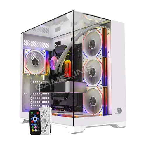 Gameline CARISMA 7x ARGB Kumandalı Fan TOPGLASS USB 3.0 Gaming Bilgisayar Kasası Beyaz