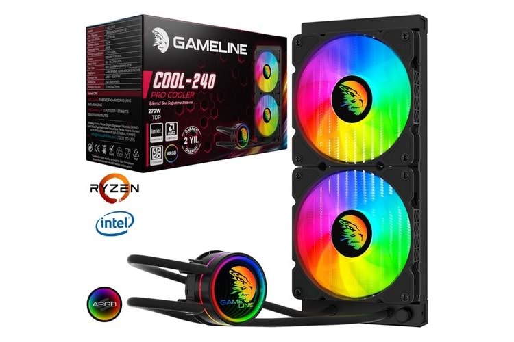 COOL-240 - Gameline COOL-240 ARGB Fanlı 240mm Sıvı Soğutma Sistemi Intel & AMD Uyumlu