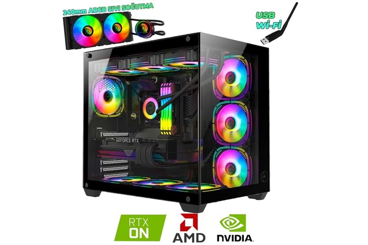 Cool-V25 Ryzen 7 5700x 16GB DDR4 500GB SSD RTX4060 8GB Sıvı Soğutmalı Oyuncu Masaüstü Bilgisayarı