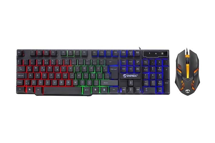 Everest KM-G77 X-Vayne USB Kablolu Siyah Gaming Standart Q Rainbow Aydınlatmalı Klavye ve Mouse Set