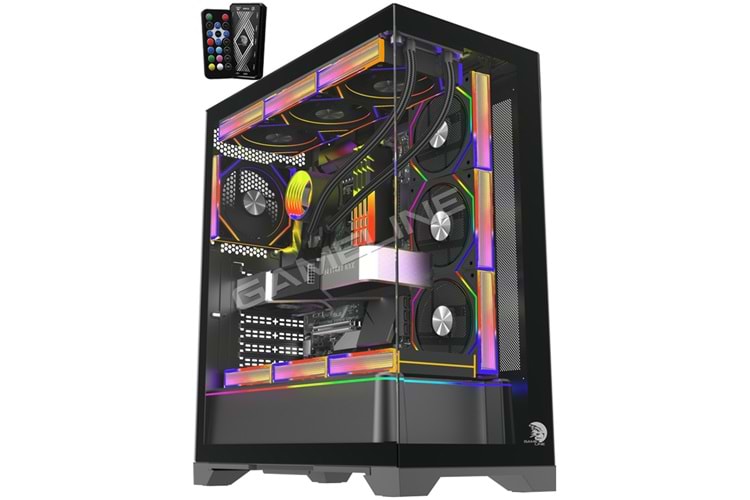 Gameline ARTIST 7x ARGB Kumandalı Fan USB 3.0 ATX Gaming Bilgisayar Kasası Siyah