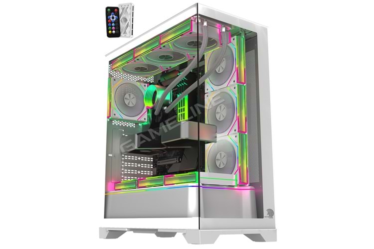 Gameline ARTIST 7x ARGB Kumandalı Fan USB 3.0 ATX Gaming Bilgisayar Kasası Beyaz