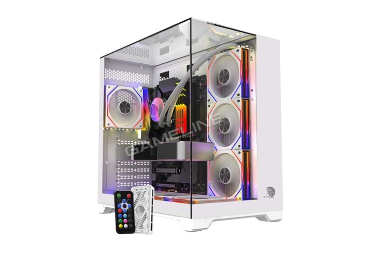 Gameline CARISMA 7x ARGB Kumandalı Fan TOPGLASS USB 3.0 Gaming Bilgisayar Kasası Beyaz