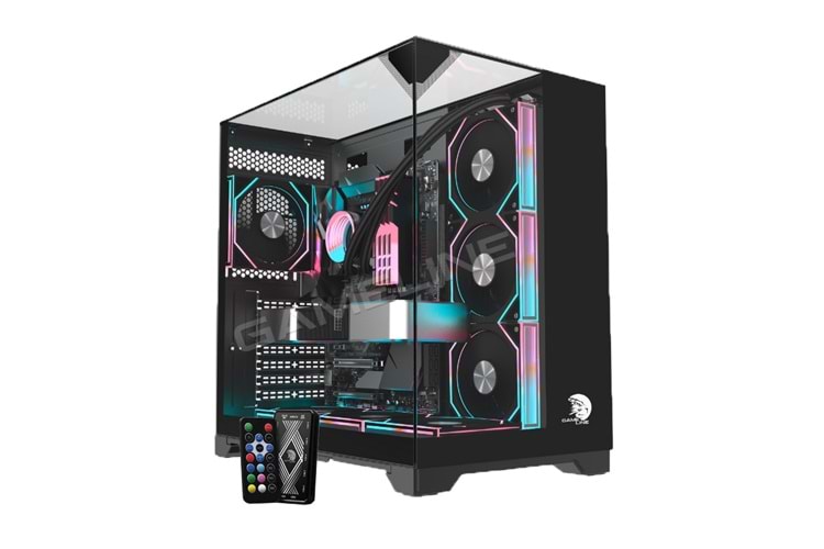 Gameline CARISMA 7x ARGB Kumandalı Fan TOPGLASS USB 3.0 Gaming Bilgisayar Kasası Siyah